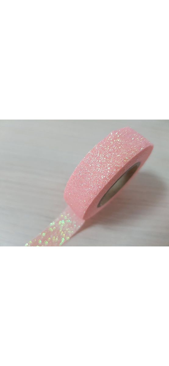 Bandă adezivă Washi Tape Glitter Somon, Folina, cu sclipici,15mmx5m